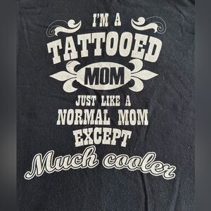 Anvil Black Women’s Tattooed Mom Graphic Short Sleeve Tee T-shirt Size Medium